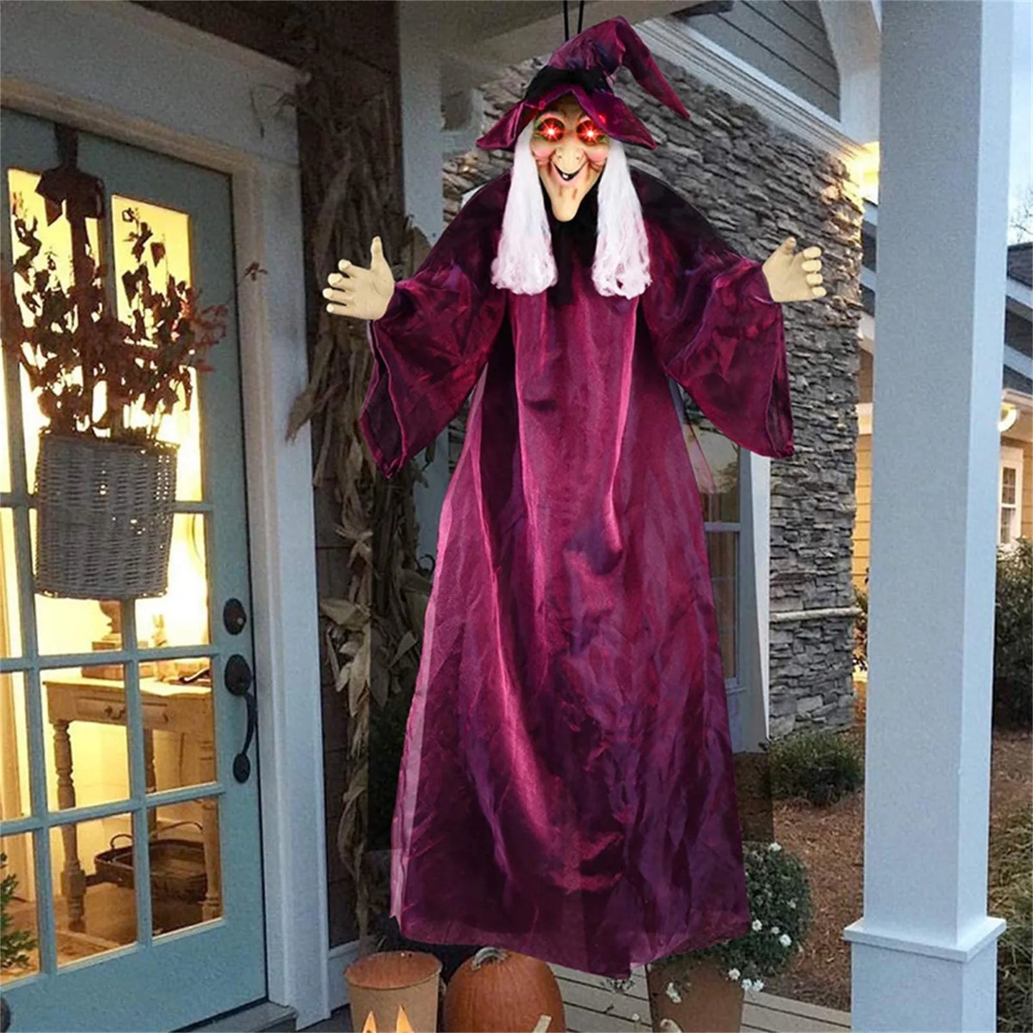 Halloween Witch Ghost Voice Control Pendant Glowing Prank Props Electric Toys Holiday Bar House Horror Ambiance Decoration