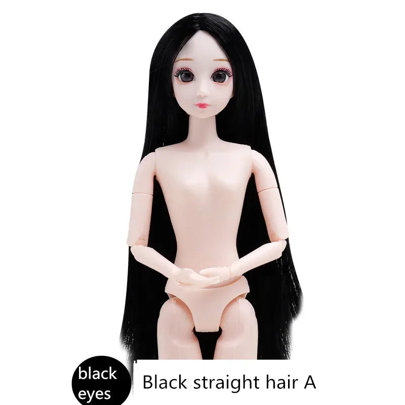 30cm 20 Movable Joints 3D Simulated Eyes Blue Purple Black Eye Long Hair 1/6 BJD Hinged Doll DIY Toy for Girls Gift