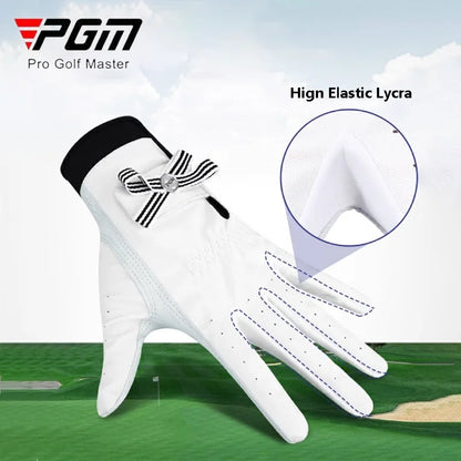 PGM 1 Pair Women Lambskin Leather Golf Gloves With Mark Ladies Breathable Open Finger Mittens Right and Left Hand Sport Gloves