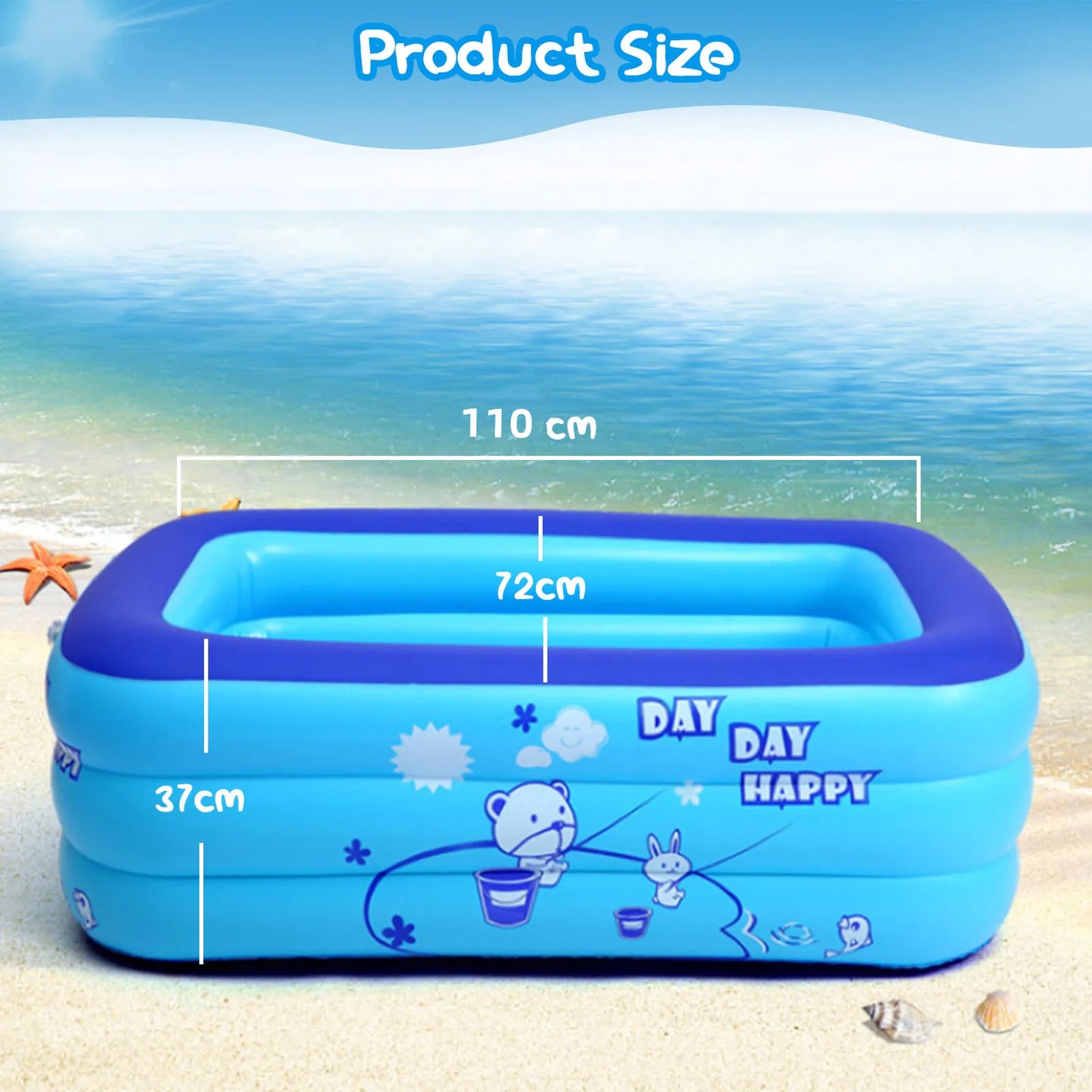 Thickening Inflatable Swimming Pool Family Summer Outdoor Water Play Pool Bathtub With Bubble Bottom for Kids 43x28x15inch
