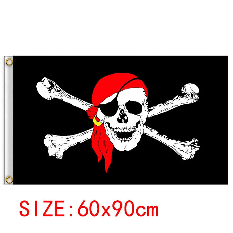 60*90cm Pirate Banner Pirate Theme Birthday Party Decorations Pirate Ship Skull Pennant Flags for Halloween Party Decor Cosplay