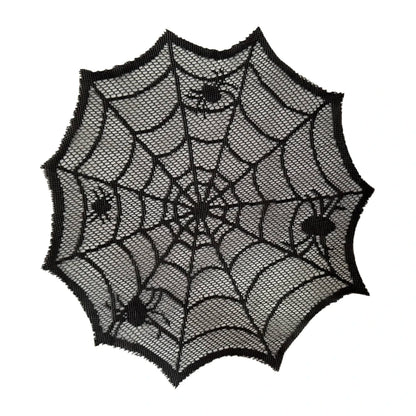 30cm Halloween Round Tablecloth Spider Web Disposable Bat Spider Tablerunner Lampshade Halloween Decoration Set