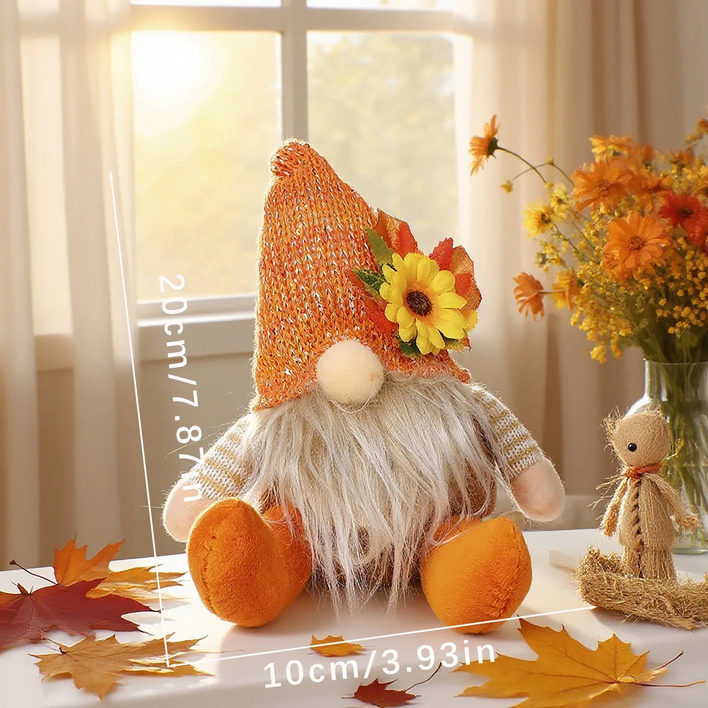 Rustic Autumn Harvest Scarecrow Decor, Plaid & Sunflower Accents for Thanksgiving, Halloween, Farmhouse Wall Decor, Party Props