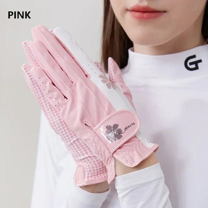 Golfist 1 Pair Ladies Left Right Hand Golf Gloves Women Anti-Slip Granules Golf Mittens Korean Style Breathable Elegant Gloves