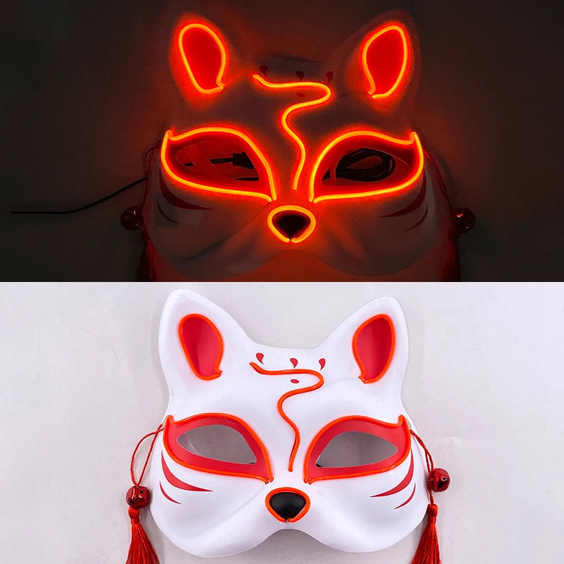 New Halloween Horror Party Mask Cosplay Movie Mask Neon LED Luminous Mask EL Cold Light Fluorescent Mask Masquerade Décor