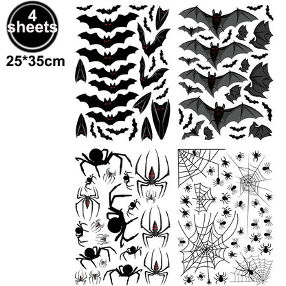 4sheets Halloween Stickers Gnome Window Clings Halloween Window Stickers Pumpkin Ghost Skeleton Bats Decals for Halloween Decor