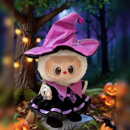 Only Clothing for Labubu Halloween Magical Witch Doll Costume Standing Posture 17cm Vinyl Doll Changing Doll Accessories Gift