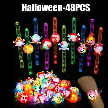 Halloween LED Party Favors Kids Flashing Bracelets Christmas Light Up Toys Treat Bag Fillers Goody Gift Fillers Non Candy