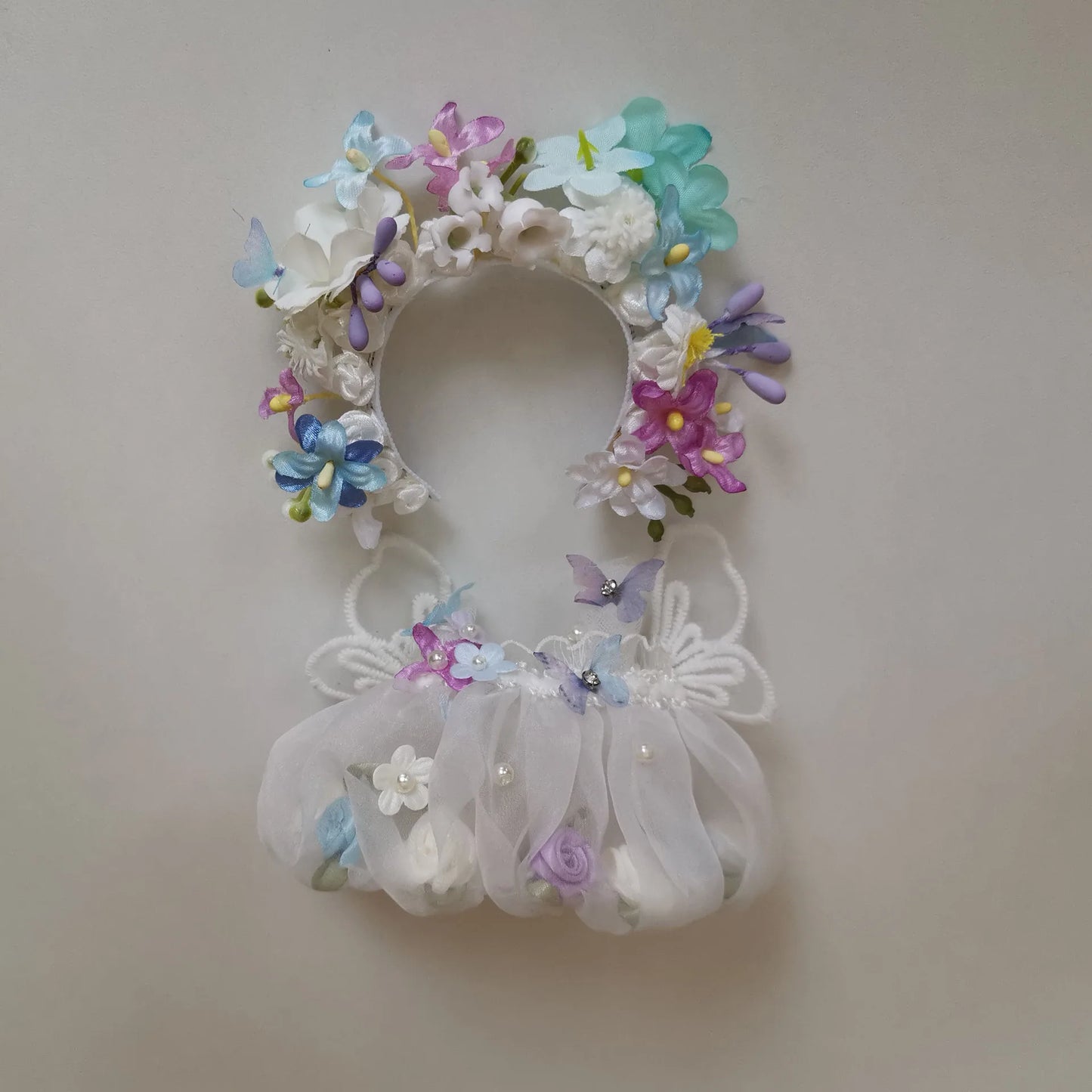 17cm Mini Doll'S Clothes Outfit Accessories for Labubu Idol Flower Fairy Skirt Handmade Hairpin National Headdress Clothing