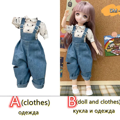 Fashion 30cm BJD Doll Anime Face Two-Dimensional Princess Doll (B) or Dress Up Clothes (A) Accessories Kids Girls Doll Toy Gift