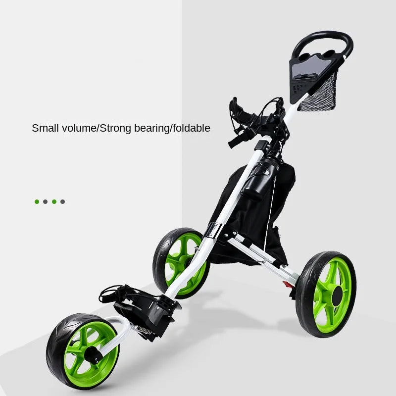 Golf Push Cart - 3 Wheel Golf Cart for Easy Transport & Storage Foldable, Detachable, Quick to Open&Close, With Foot Brake
