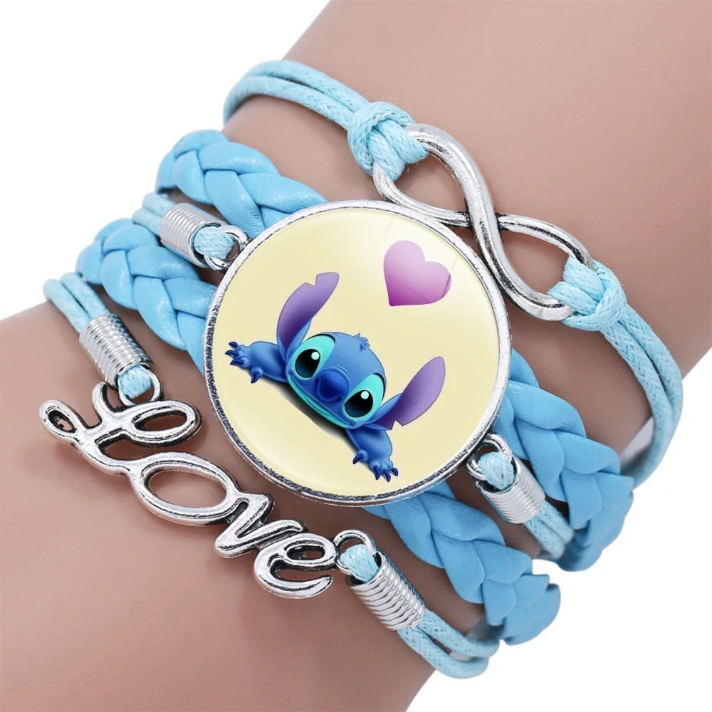 Disney Stitch Bracelet Cartoon Lilo & Stitch Anime Figures Print Cute Wristand Present Kids Toys Girls Christmas Party Gift Toy