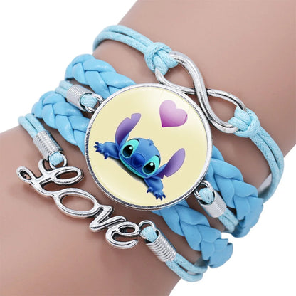 Disney Stitch Bracelet Cartoon Lilo & Stitch Anime Figures Print Cute Wristand Present Kids Toys Girls Christmas Party Gift Toy