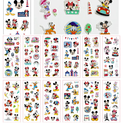 3/6/12Sheets Cute Disney Cartoon 3D Bubble Sticker Princess Mickey Mouse Cars Decals Kawaii Reward 3D Puffy Sticker for Kids Toy