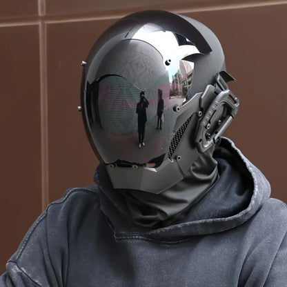 Black Cyberpunk Mask Cosplay for Halloween, Stylish and Mechanical, Perfect for Real-Life CS Combat.