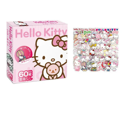 60Pcs Anime Stickers Sanrio Accessories Y2K Hello Kitty Things Kuromi Stickers Waterproof Cinnamoroll Pochacco Stickers Kid Toy