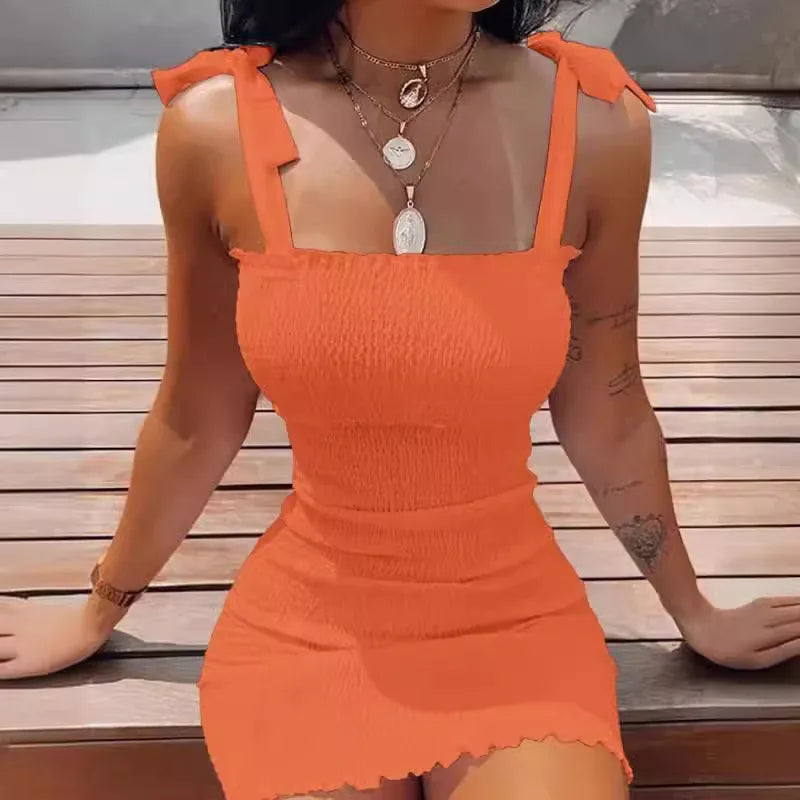 2025 Summer Slim Print Dress Women Fashion Spaghetti Strap Elegant Package Hips Bodycon Mini Dresses Femlae Beach Party Dress