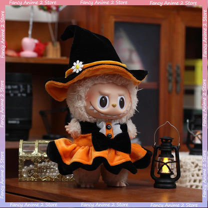 Halloween Pumpkin Labubu Doll Clothes Outfit With Light Decoration Ghosts Tarot Halloween Costumes Decoration for 15/17cm Doll