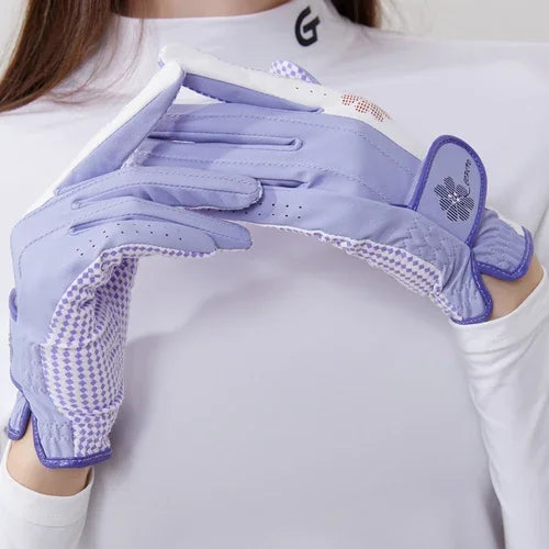 New Purple Golf Gloves Women Left and Right Hands Anti Slip Wear Resistant Breathable Gloves One Pair Golf Accessories