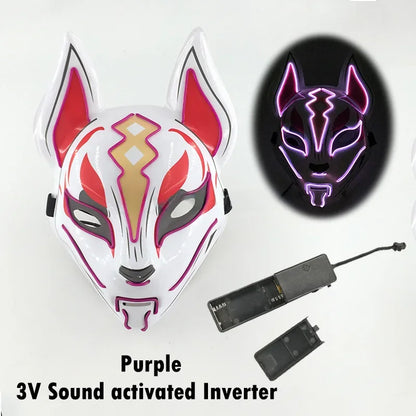 Glowing Halloween Party El Face Mask Japanese Anime Character Cosplay Led Clothing Fox Face Mask for Parties