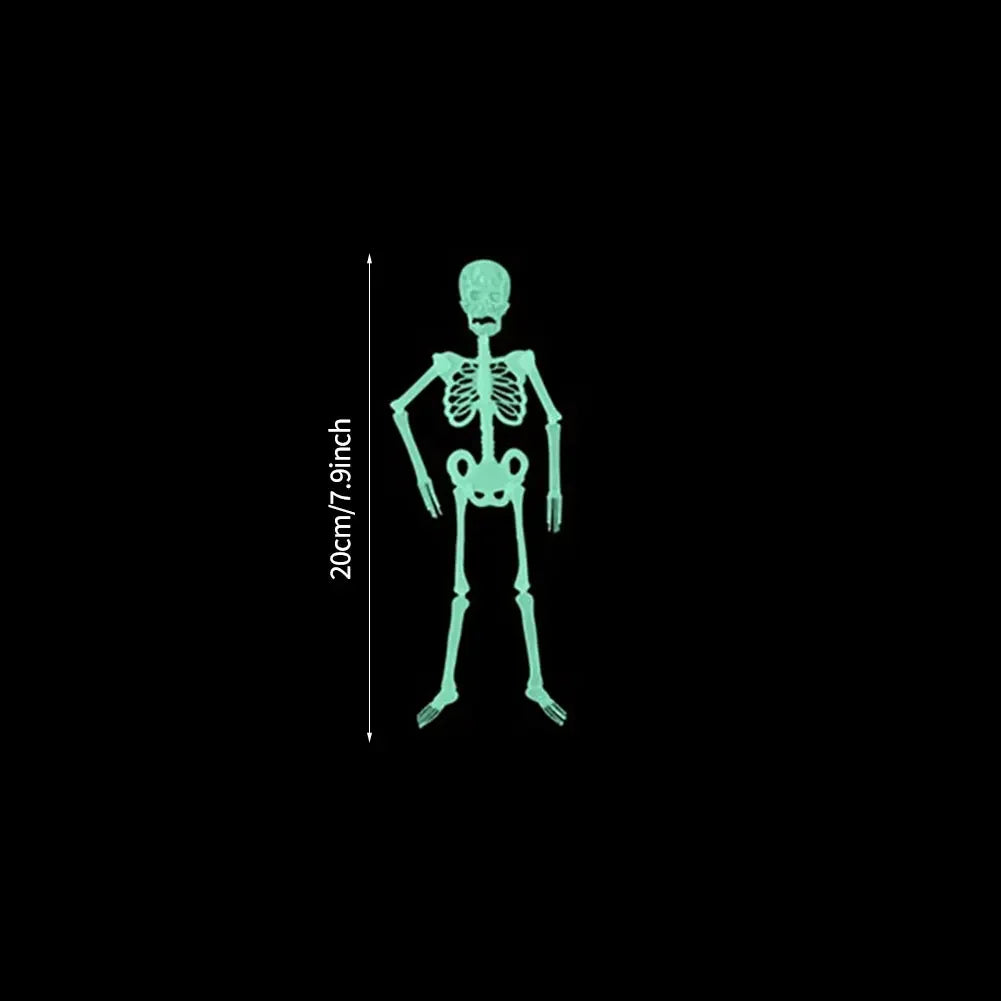 Luminous Hanging Skeleton Movable Glow Fake Skull Scary House Pendant Props Halloween Party Home Yard Outdoor Garden Decoration