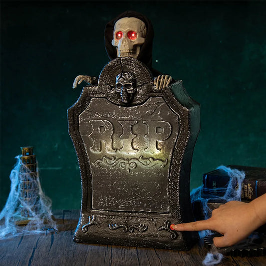 Halloween Horror Tombstone Ornament Lifting Luminous Tombstone Luminous Sound Tombstone Ghost Festival Costume Prop