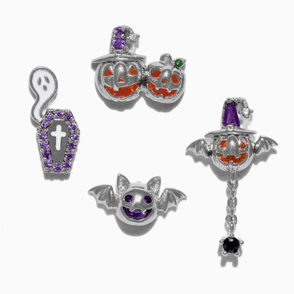 New Halloween Gothic Cute Oil Drip Pumpkin Ghost Skull Stud Earrings for Women Fashion Jewelry Gift Wholesale