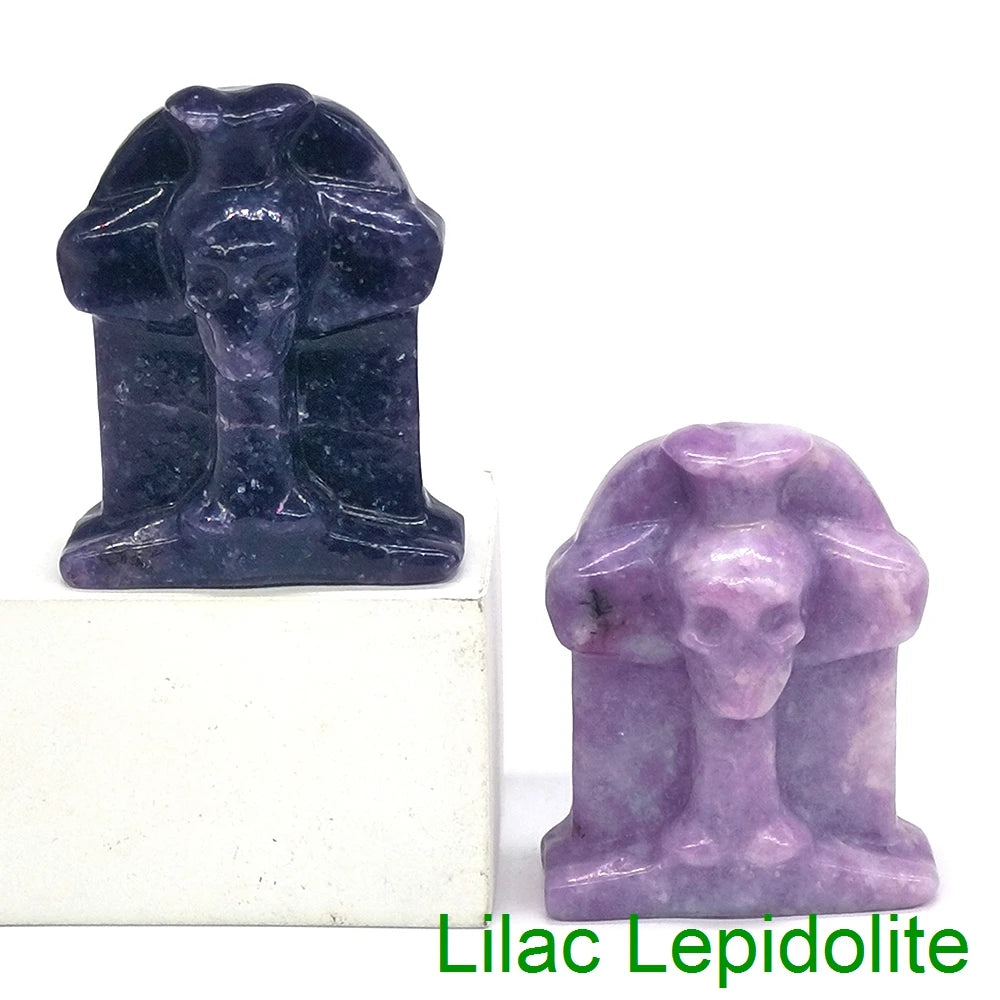 Halloween Foam Tombstone Skull Cross Decoration Natural Stone Crystal Gravestone Carving Reiki Healing Figurine Gemstone Gift