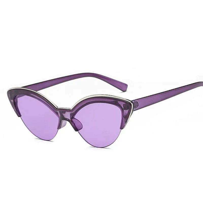 Vintage White Cat Eye Sun Glasses for Women Vintage New Fashion Small Half Frame Eyewear Trending Travel Sexy Woman Sunglasses