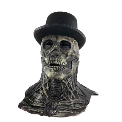 Full Head Skeleton Headgear Halloween Scary Mask Head Realistic Latex Mask for Cosplay Horror Party Costume Haunted House Props