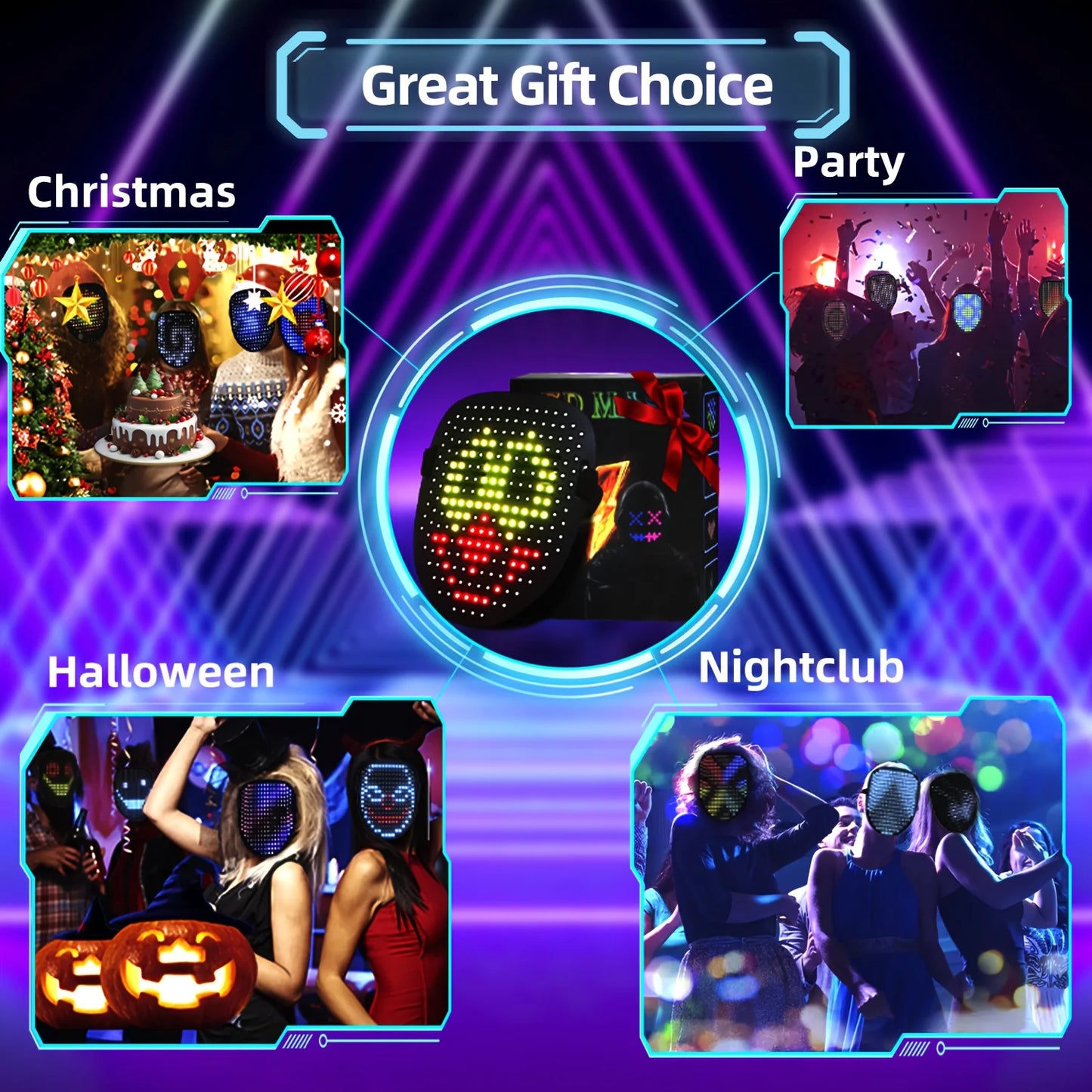 With 50 Patterns LED Mask, Halloween Mask With Gesture Sensing, Costume Parties, Cosplay, Clubs, Ideal Halloween/Christmas Gift