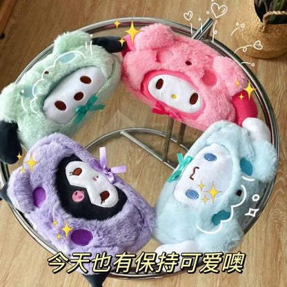 Sanrio Kuromi Cosmetic Bag Plush Pencil Case Hello Kitty Makeup Bag Large Capacity Stationery Pencil Pouch Storage Bag Girl Gift