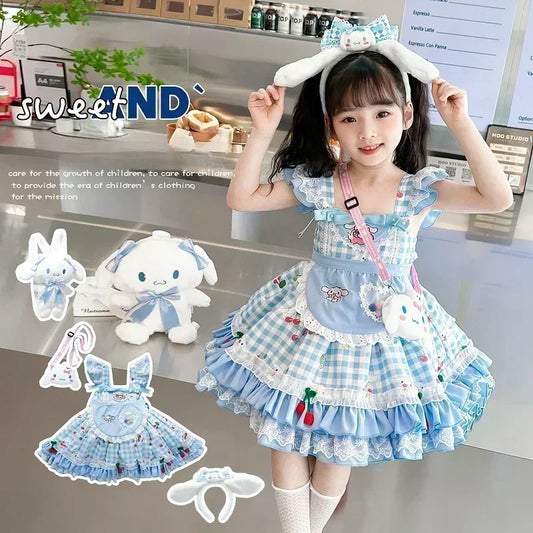 Sanrio Cinnamoroll Children's CosPlay Kuromi Dress Blue Girl Strap Skirt My Melody Dress Princess Dress Girl's Birthday Gifts