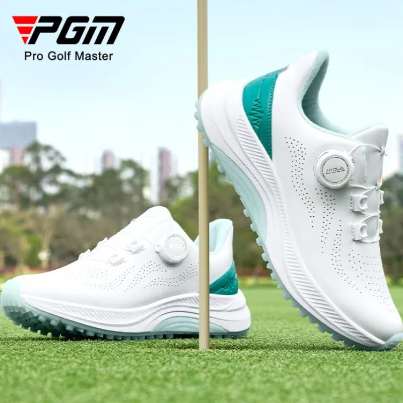 PGM Children Golf Shoes Breathable Anti Slip Wear-Resistant Knob Buckle for Boys Girls Outdoor Sports Sneakers XZ407