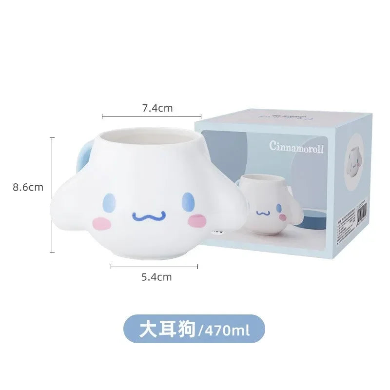 MINISO Sanrio Kuromi Creative Fun Embossed Mug Blanket Bear Yukui Dog Cute Soft Cute Shaped Ceramic Mugs