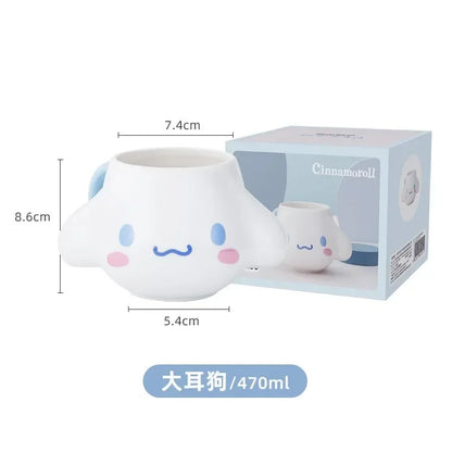 MINISO Sanrio Kuromi Creative Fun Embossed Mug Blanket Bear Yukui Dog Cute Soft Cute Shaped Ceramic Mugs