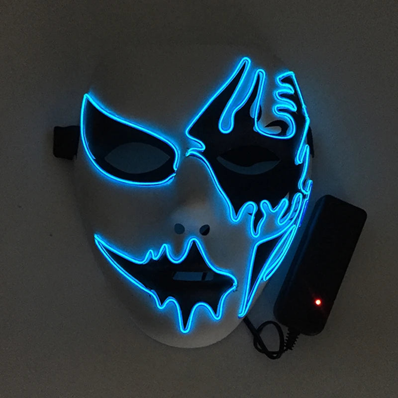 New Arrival LED Luminous Cosplay Anime Mask Neon Light Up Fox Mask Halloween Party Mask Carnival Party Led Mask