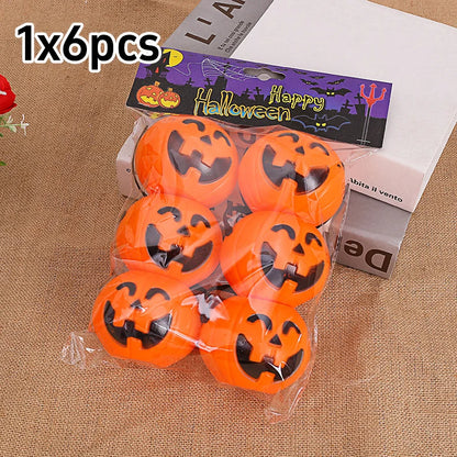 6pcs Halloween Cauldron Bucket Candy Pumpkin Mini Witch Black Pot Decor Buckets Bowl Witches Kettle Container