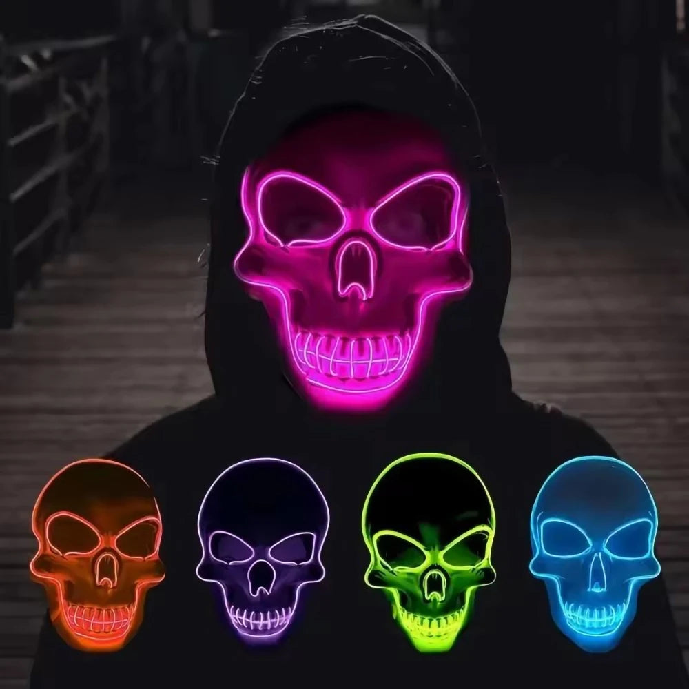 Halloween LED Horror Skull Mask Cold Light Mask LED Halloween Mask Cosplay Mask Halloween Party Decoration Luminous Skull Masks
