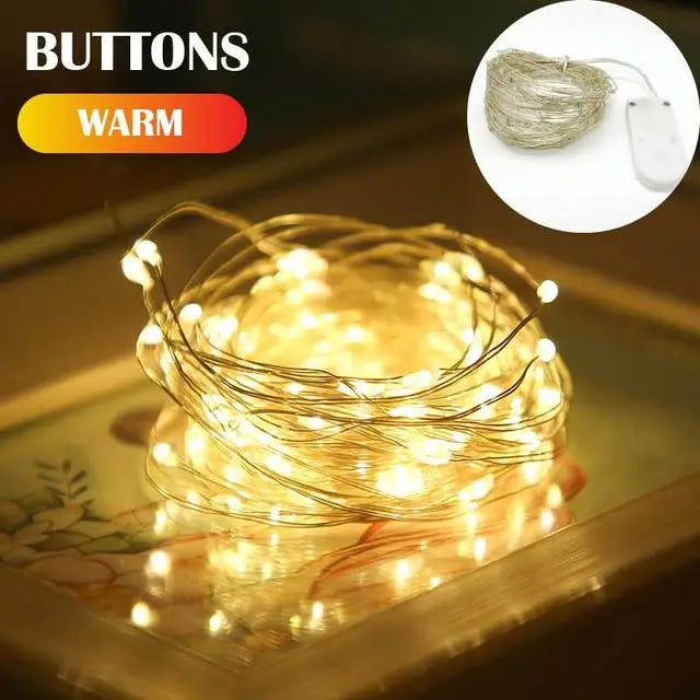 5 Colors LED Outdoor Light String Fairy Garland Battery Power Copper Wire Lights for Christmas Festoon Party Wedding