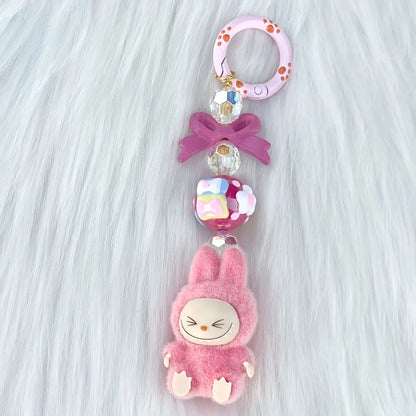 New Christmas Labubu Kawaii Particles Keychain Bag Cell Phone Charm Key Chain Christmas Gift