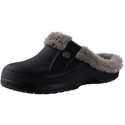 Evshine Winter Warm Clogs Men Waterproof Garden Slippers Fur Clogs Slippers Fuzzy Plush Slippers Bedroom Shoe for Indoor Outdoor