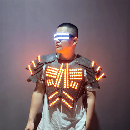 Halloween Costumes for Men Traje Led Luminous LED Armor Viking Cosplay Nightclub Performance Wear Dance Rave Outfits