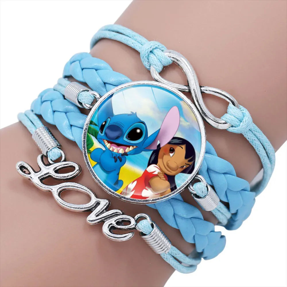 Disney Stitch Bracelet Cartoon Lilo & Stitch Anime Figures Print Cute Wristand Present Kids Toys Girls Christmas Party Gift Toy