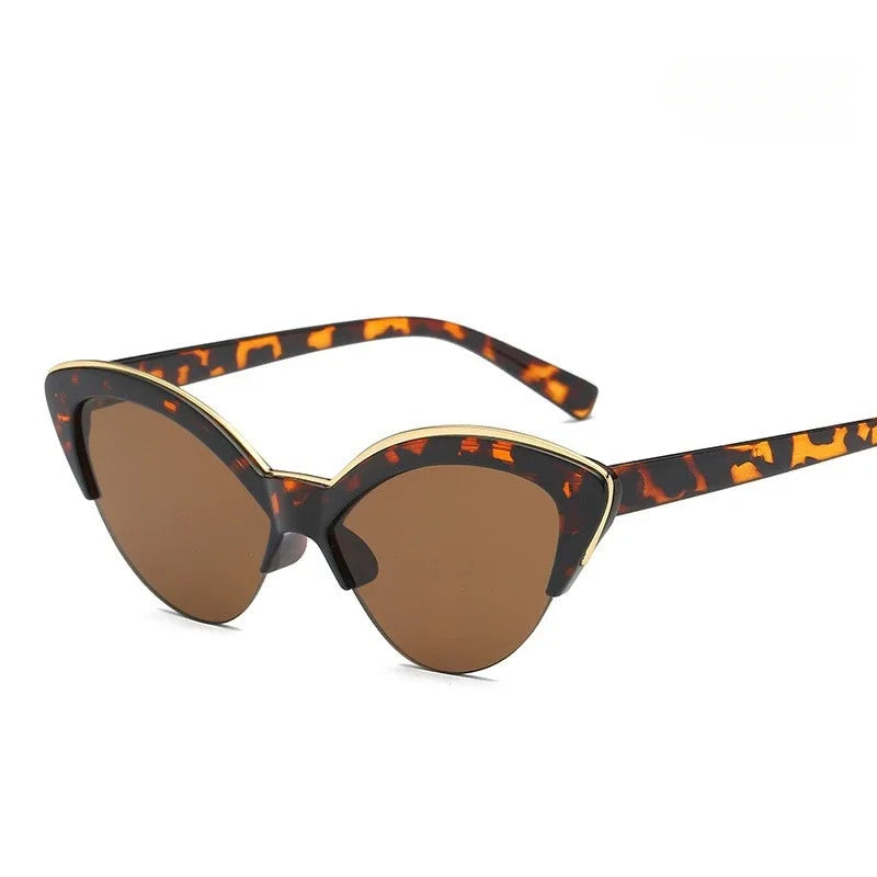 Vintage White Cat Eye Sun Glasses for Women Vintage New Fashion Small Half Frame Eyewear Trending Travel Sexy Woman Sunglasses