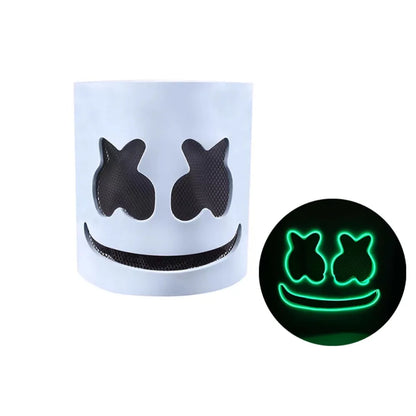 Cool LED Halloween Luminous Head Cover Glowing Plastic DJ Marshmallow Mask Neon Universal Cosplay Headgear Night Club