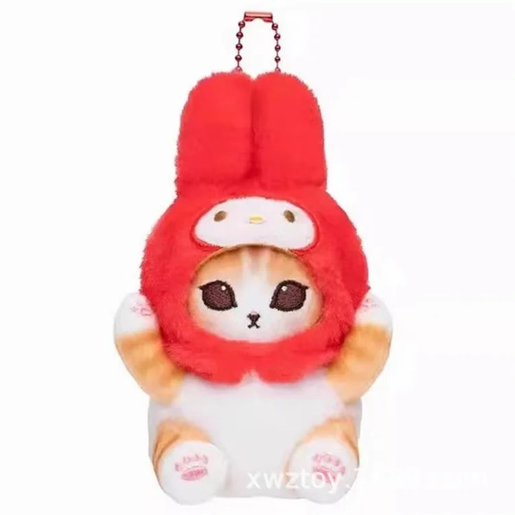 Kawaii Sanrio Plush Keychain Pendant Cartoon Mofusand Shark Cat Cross-Dressing Hello Kitty Kuromi Doll Stuff Backpack Decor Toys
