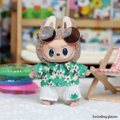 17cm Mini Plush Doll's Clothes Outfit Accessories for Korea Kpop Exo Labubu Idol Flower Shirt Leather Jacket Skirt Clothing Gift