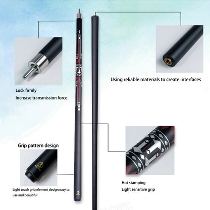 Pro Billiard Cue Stick 12.75mm Premium Carbon Multi-Layer Tip Stainless Steel Quick Joint Balanced Weight for American 9 Ball
