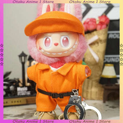 Funny Prison Style Labubu Clothes Cute Orange One-Piece Suit Mini Plush Doll Clothing Fashion Doll Accessories DIY Gift